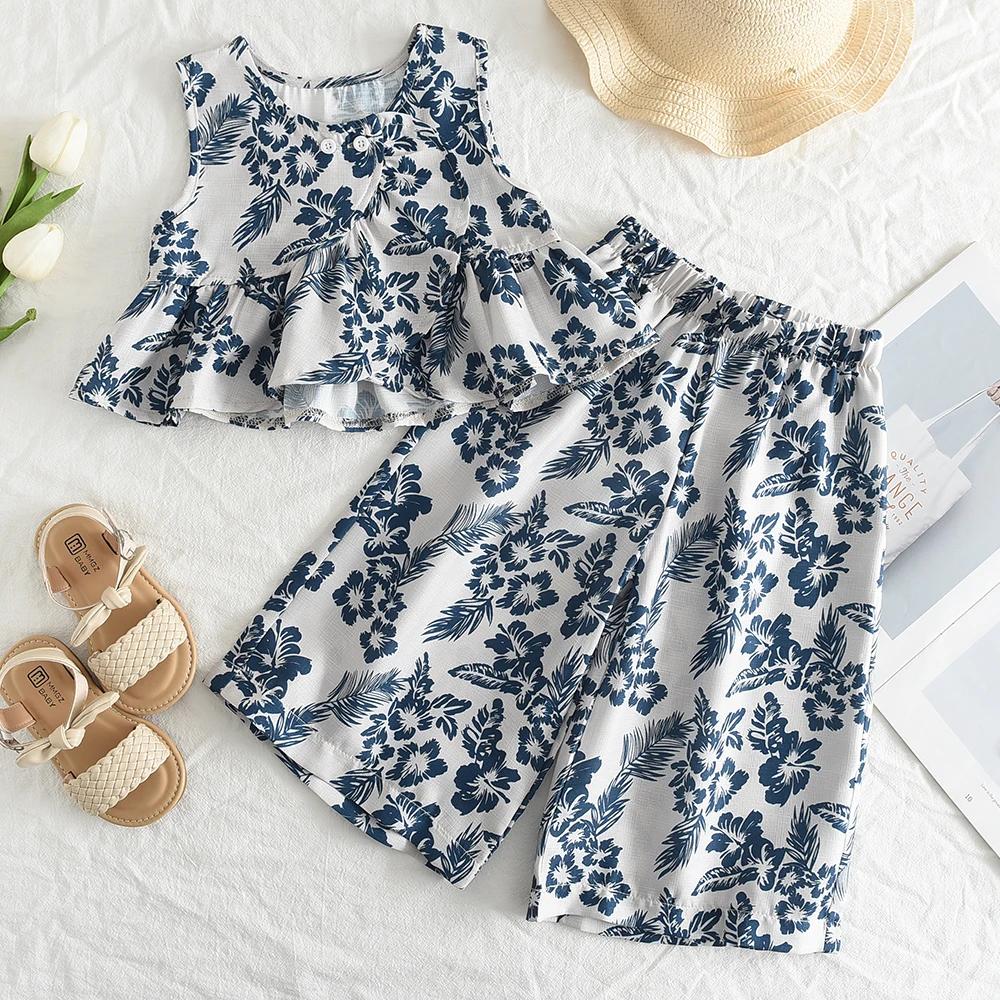 Girls Suit Summer New Korean Girls Sweet Lace Hollow Shirt Fake Two Denim Shorts Kids Clothes Girls Kids Clothes 3T