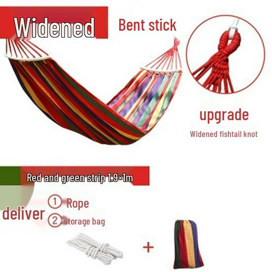 Canvas Hammock for Camping - Anti-rollover Design, Single/Double Person, Outdoor Swing with Curved Support
