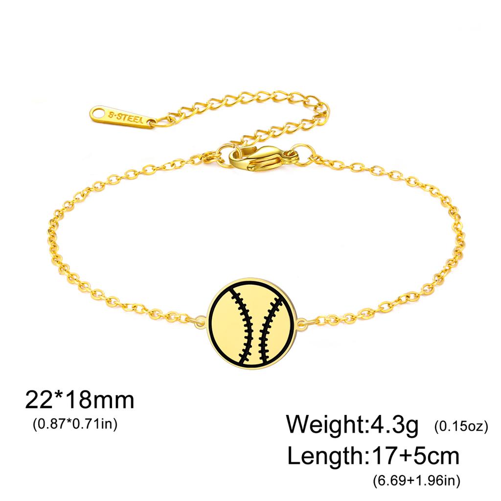 EUEAVAN Basketball Volleyball Baseball Rugby Bracelet Stainless Steel Fashion Geometric Bracelet for Women Men Jewelry Gifts