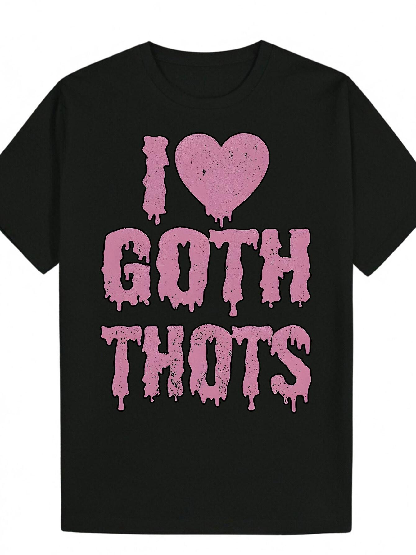 Round Neck Polyester (Polyester) Letter Print T-shirt L