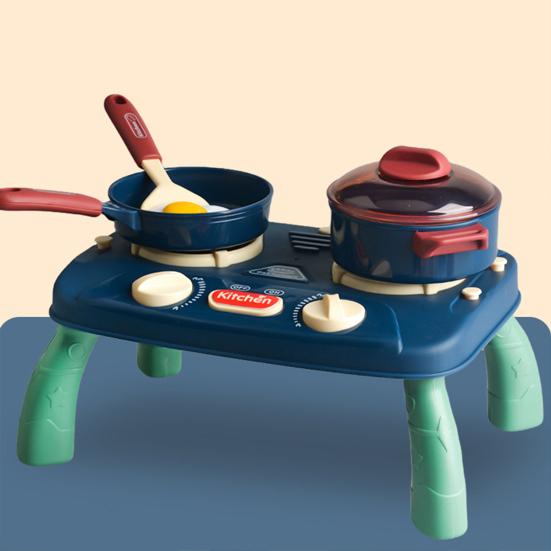 1 Set Mini Kitchen Cooking Playset Adjustable Knob Stove with Sound Light Cookware Utensils Accessories Toddlers Children Chef Pretend Play House Toys