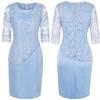 Floral Lace Mother of the Bride Dress Plus Size Midi Party Dress with Sheer Half Sleeves