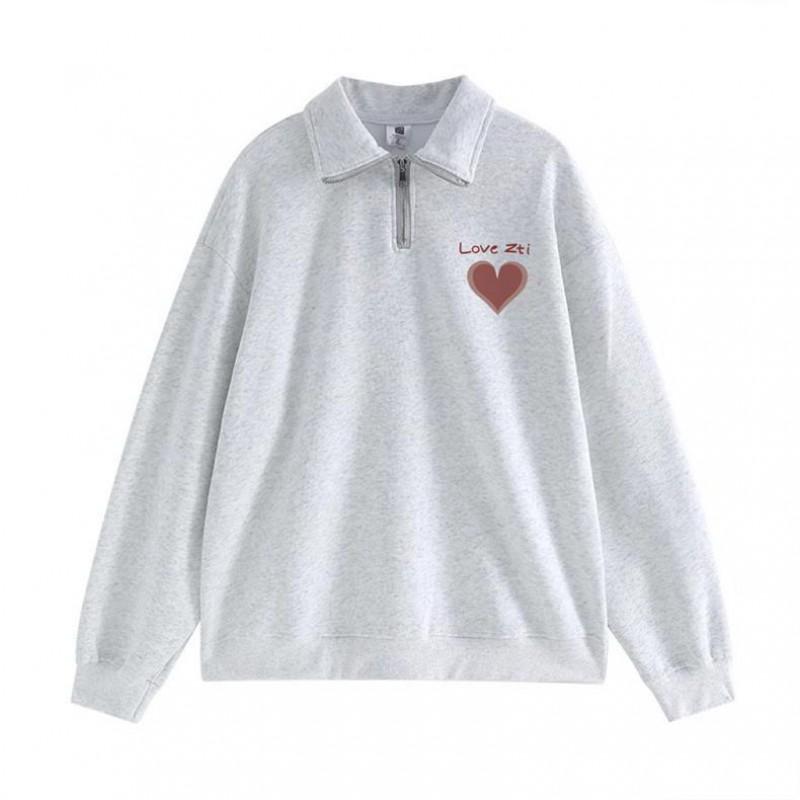 Womens Loose Fit Cotton Blend Half-Zip Hoodie Pullover Long Sleeve Top Winter Casual Wear