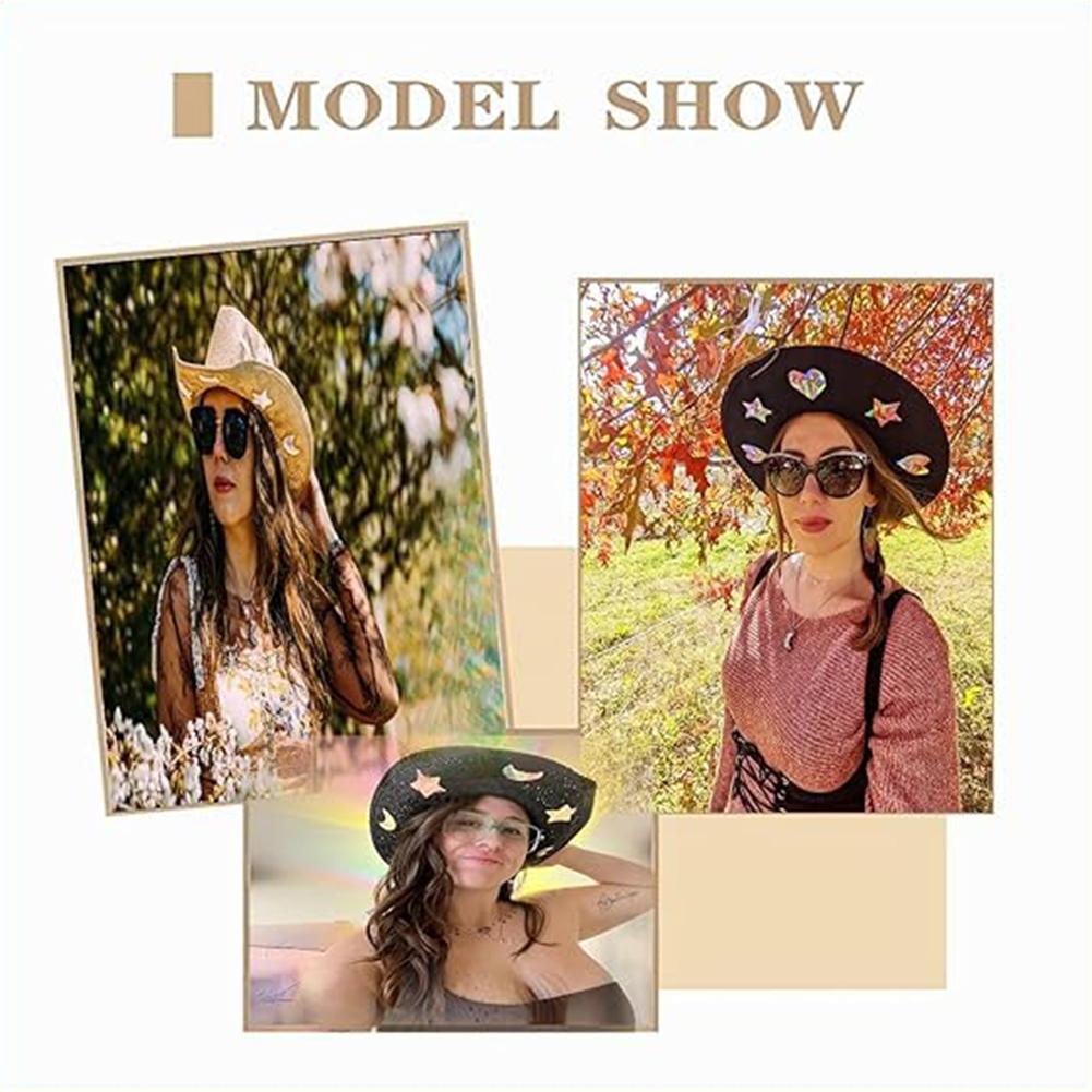 Prism Light Design Shapeable Straw Cowgirl Hat UV Blocking Vintage Sun Hat Breathable Shapeable Foldable Wide Brim Sun Hat