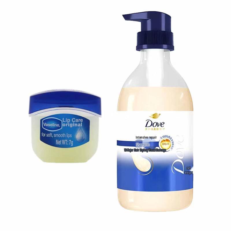 Vaseline Lip Balm & Dove Nourishing Shampoo Set