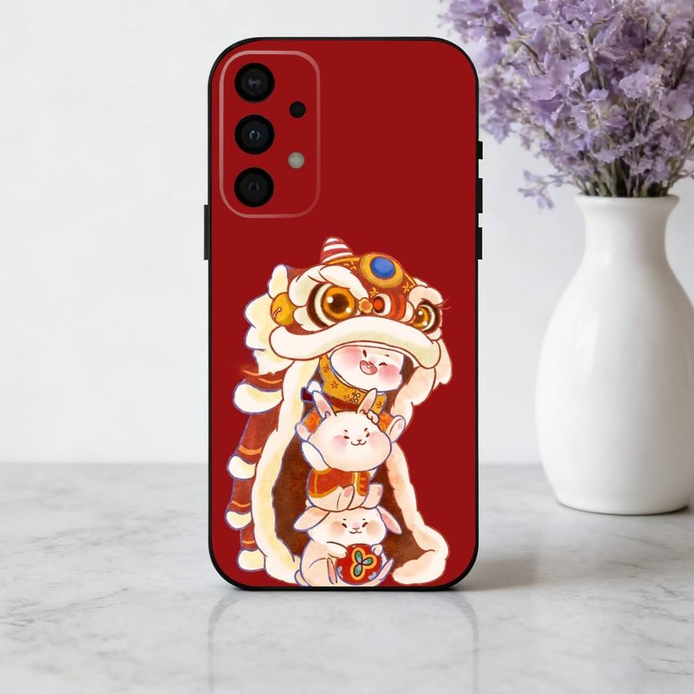 C-Chinese L-lion D-dance Phone Case For Samsung Galaxy A73,A72,A71,A70,A53,A52,A51,Others Soft Black Cover