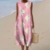 Sleeveless dress new pleated large version loose casual round neck D printing source