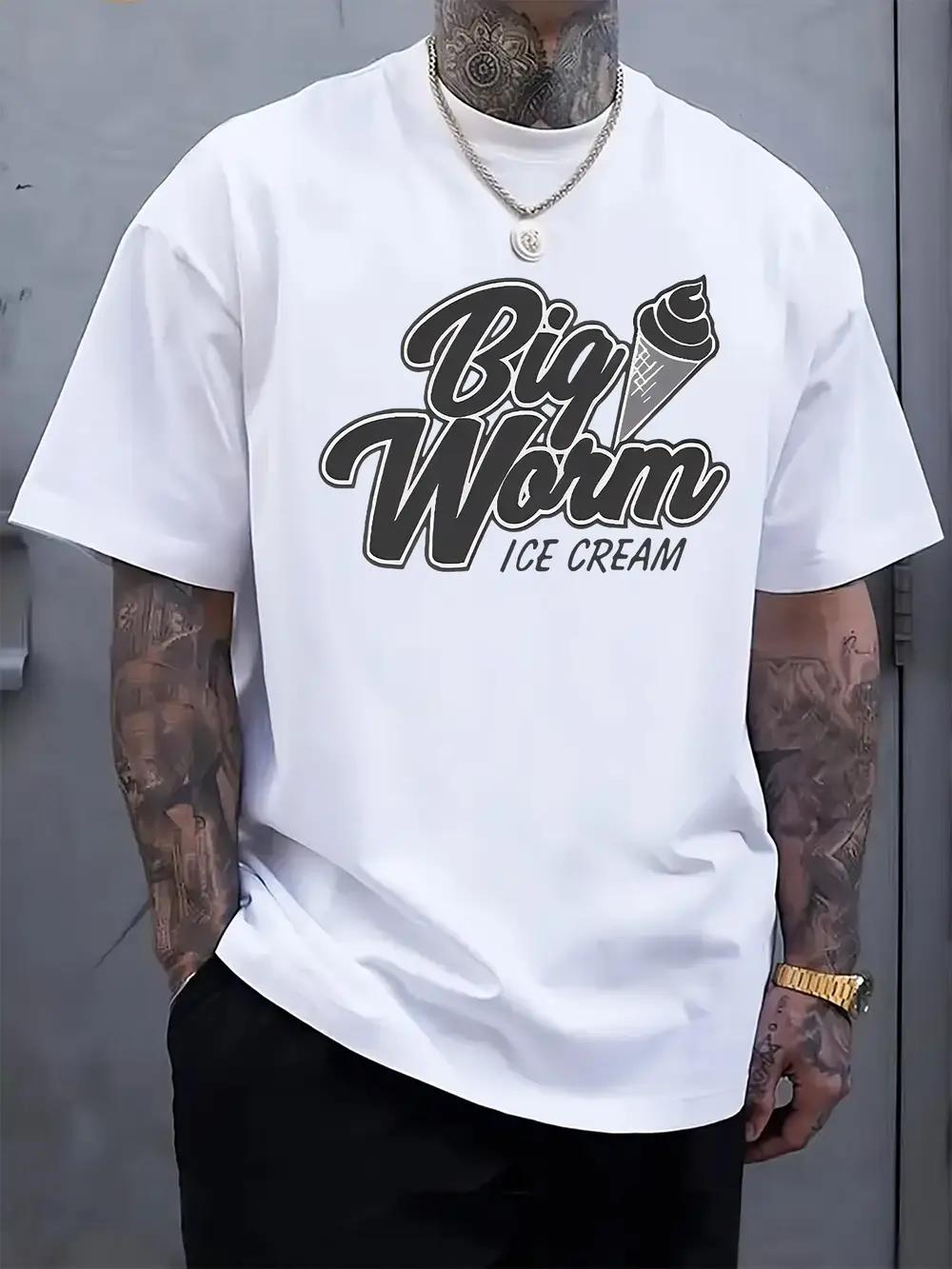 Big Worm Ice Cream Graphic T-shirt - Casual Summer Tee S