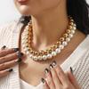 European and American fashion short beaded necklace choker personality punk temperament pearl collarbone chain