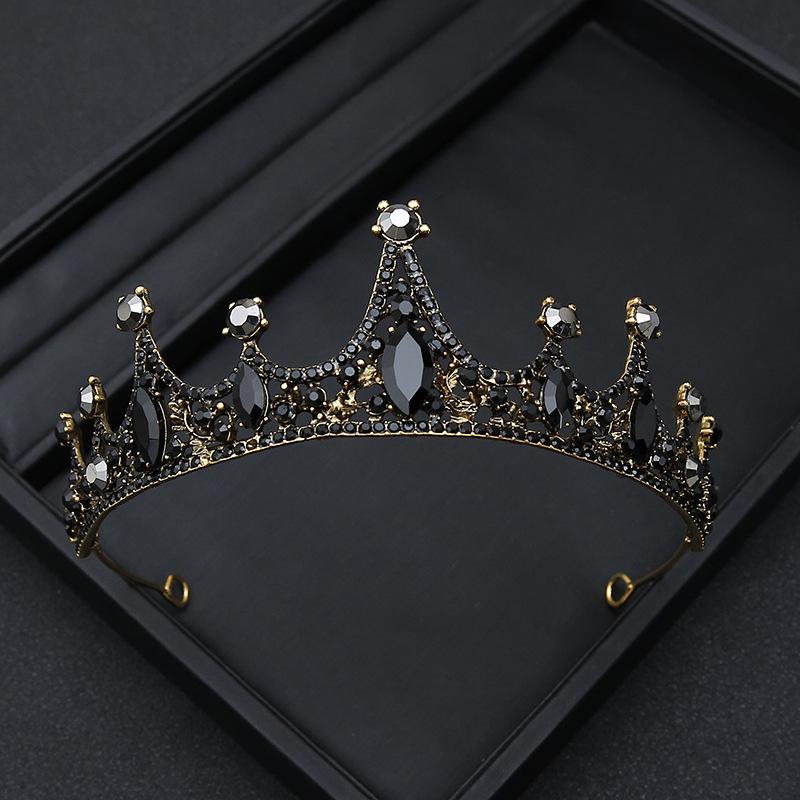 Black Retro Simple Elegant Crown Bridal Tiara for Women Princess Adult Birthday Crown Children's Hair Accessories