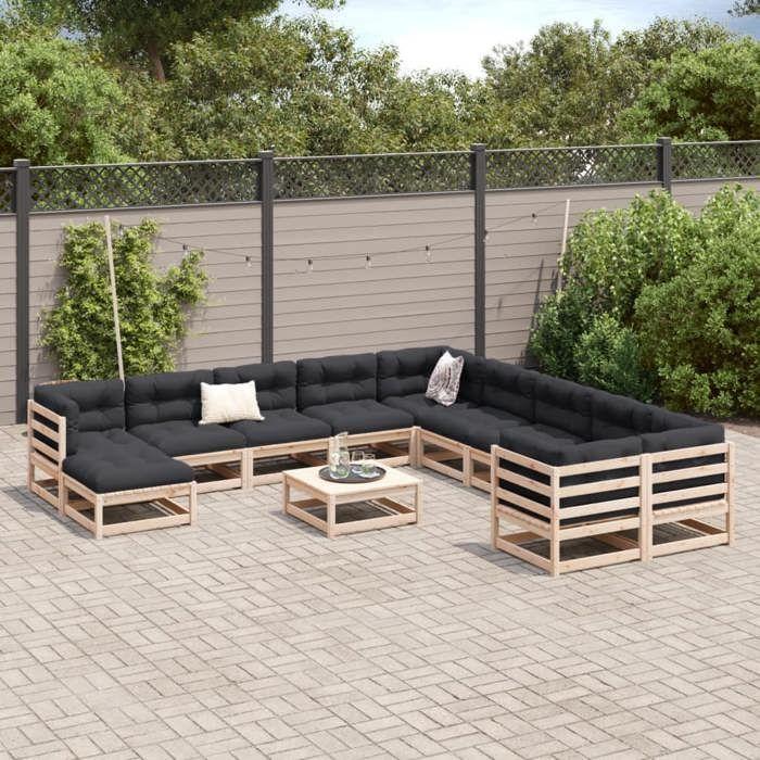 VidaXL Garden Lounge Set 12 Pcs Solid Pine Wood, Outdoor Sofa Set, Garden Sofa Set, Sofa 3299651