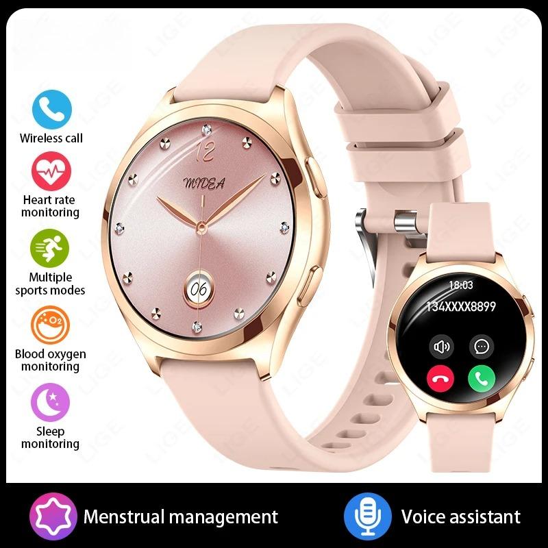 Luxury Smart Watch for Woman Health Monitoring 1.27" Bluetooth Call Custom Dial Women's Bracelet Sports Health Monitor Smartwatch Ladies Gift