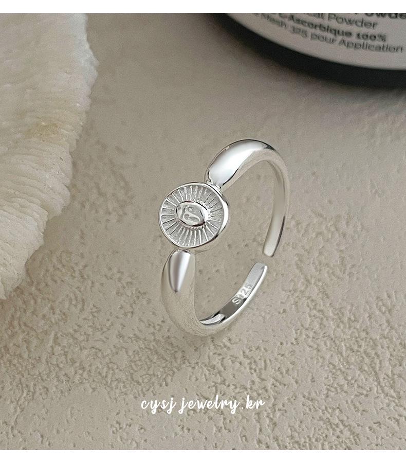 Cuiyan S925 Silver Korean Oval Ring - Women's Japanese Pattern Niche Open Index Finger Ring, Cold Fashion Style