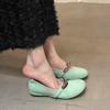Inner height increase Mary Jane shoes niche design metal round head flat shoes single shoes