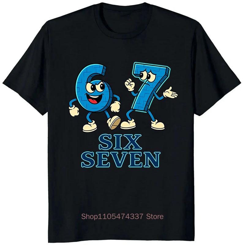 Six Seven Print T Shirt For Unisex Summer Funny Casual Fashion Streetwear Comfortable Tops Loose Crew Neck Short Sleeve Tshirts