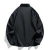 Mianzhi Men's Solid Color Long-Sleeve Draping Shirt, Hong Kong Style Casual Trendy Simple Top, Black, 3XL