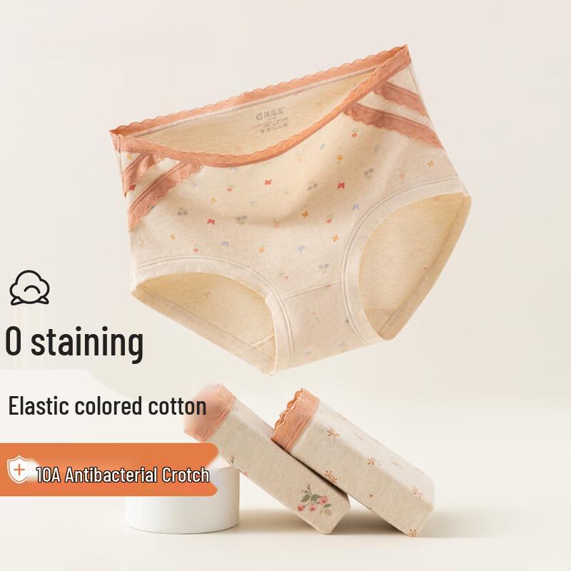 Ding Gua Gua Women's High-Waist Cotton Lace Print Underwear 3-Pack