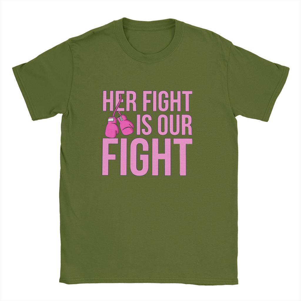 Fight Is Our Fight Breast Cancers  Men T Shirt  Casual Tee Shirt Short Sleeve Round Collar T-Shirt Cotton Summer Tops
