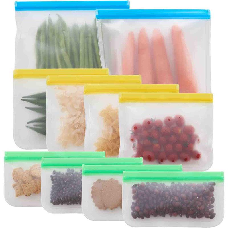 3/5pcs Silicone Food Storage Bag Reusable Up Zip Shut Bag Leakproof Fresh Bag Food Storage Bag Fresh Wrap Ziplock Bag