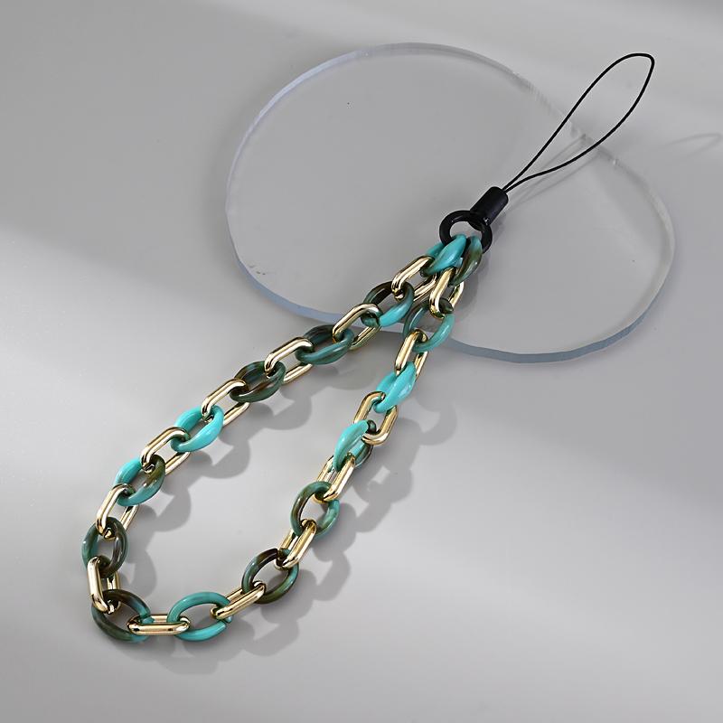 Classic Coloful Cellphone Hanging Cord Simple Metal Acrylic Beaded Mobile Phone Chain For Anti-Loss Telephone Lanyard Tether