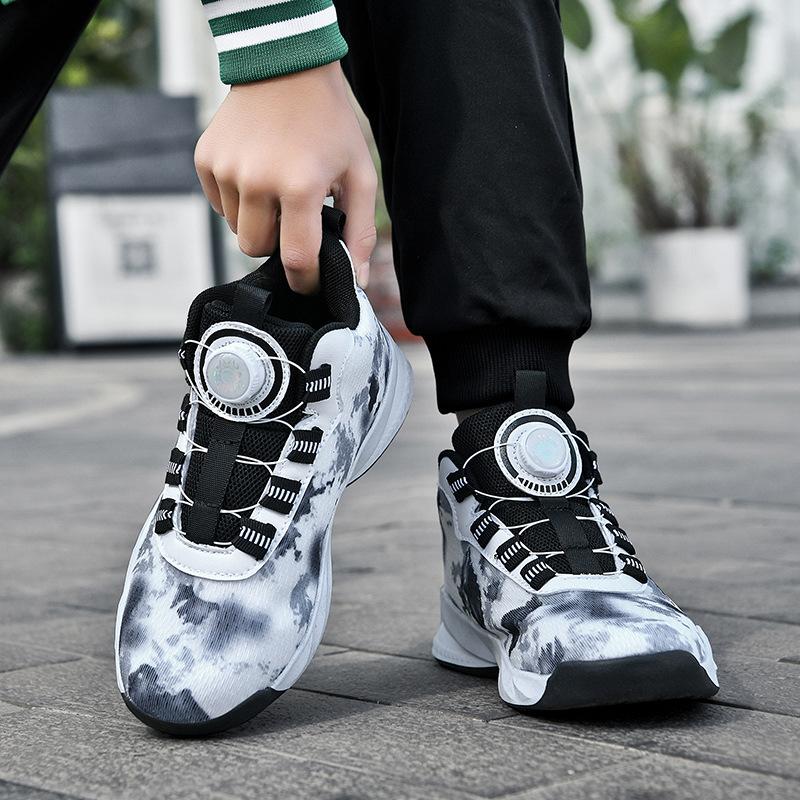Children 6-12 years old basketball shoes men's rotating button running shoes boys and girls men's sports shoes running shoes 2025