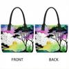  Watercolor Landscape Tote Bag Casual Large Capacity Shoulder Handbag for Daily Use