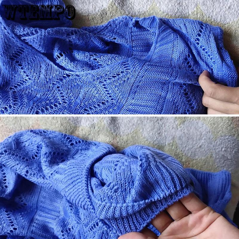 Women's Knitwear Hollow Long Sleeve Bottoming Shirt Spring and Autumn V-neck Thin Knitted Pullover Outfit Korean Style Sweaters
