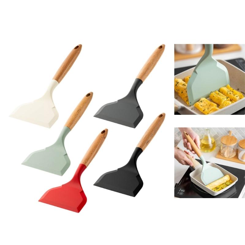 Wide Non Stick Pancake Scraper Durable Flexible Spatulas Cooking Tools Heat Resistant Silicone Spatulas Easy to Clean
