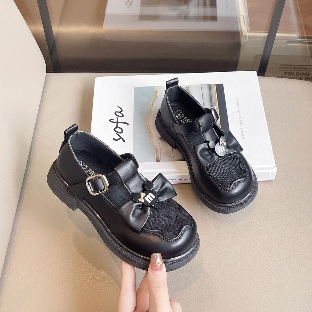 Girls leather shoes 2025 summer new children's bow performance shoes girls princess shoes mesh breathable single shoes tide