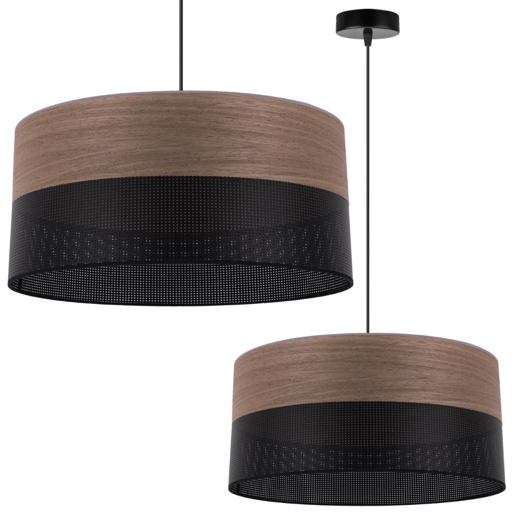 Single Hanging Lamp, Walnut Veneer Lampshade, 44Cm