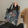 Medium Sized Floral Linen Woven Bag for Women Fashion Crossbody Bag for Women Ins Large Capacity Single-shoulder Handbag for Women