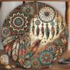 Bohemian Dream Catcher Metal Sign 8x8 Inch Handmade Wall Decor with Vintage Feathers Floral Design Boho Home Ornament