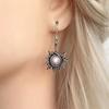 Boho Women ESun Moon Dangle Moonstone Asymmetric Hook Earrings