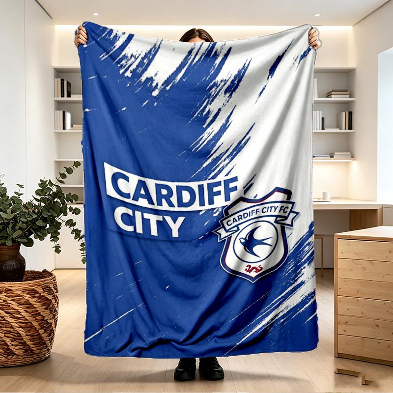 Cardiff City FC Print Blanket - Soft & Comfortable, for Bedroom, Travel, Sofa, Home Decoration - Birthday Christmas Gift for Friend