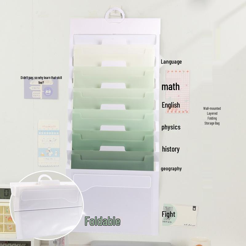 Multifunctional Colorful 6-Pocket Hanging Accordion File Folder for Students, A4 Size