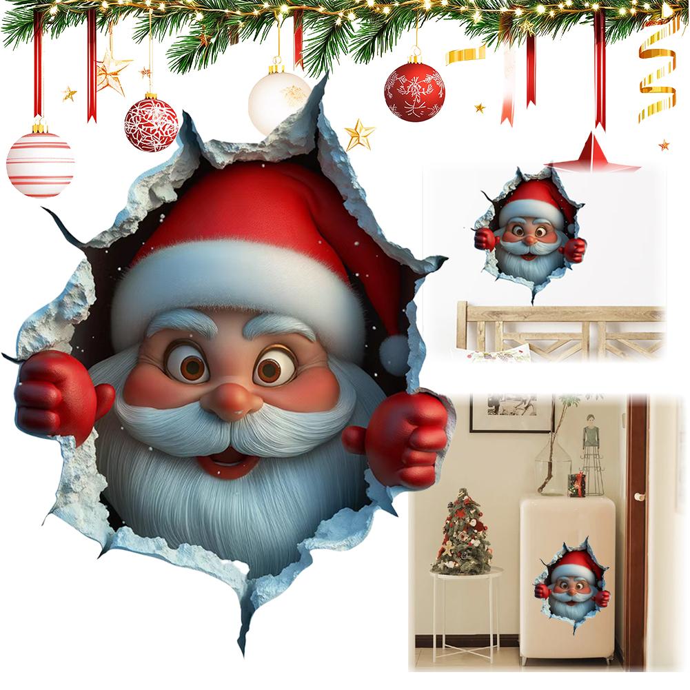 Creative Santa Claus Wall Sticker Decor Toilet Bathroom Removable Self Adhesive Christmas Home Party Decoration Gift Accessories