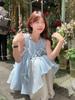Cute Summer 2026 Fluffy Patchwork Bowknot Vest - Sleeveless Camisole for Women