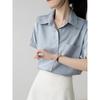 Women's Short-Sleeve Button-Down Shirt with Chest Pocket Multiple Colors Blouses