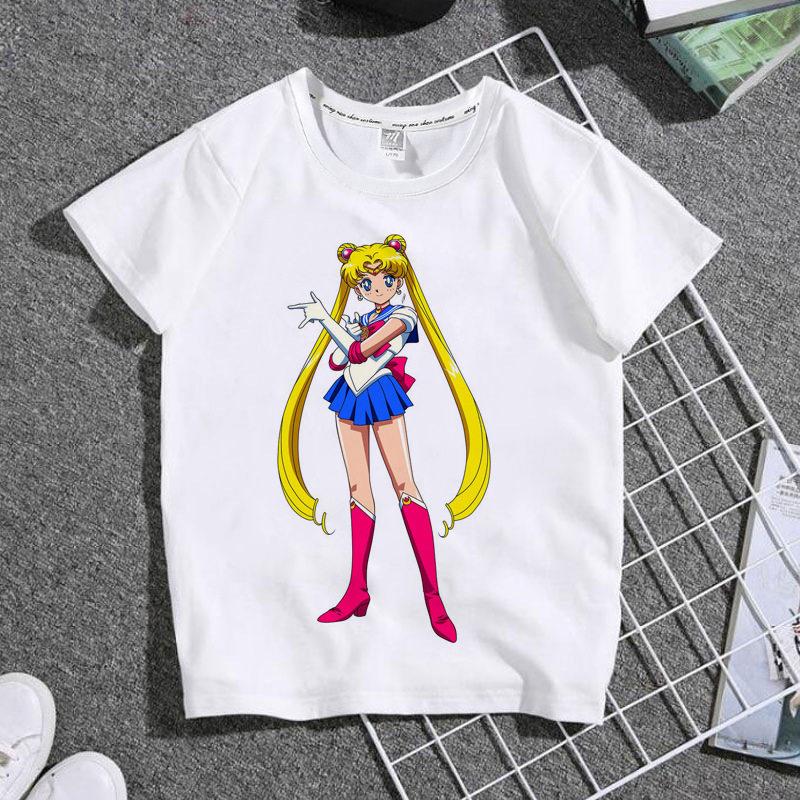 New Childrens Shortsleeved Tshirt with Japanese Anime Beauty Warrior Print  A Familyfriendly Top
