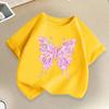 Beautiful Butterfly Print T Shirts For Girls Summer Children Casual Cute Colorful Tops Kids Comfortable Oneck Short Sleeve Tees