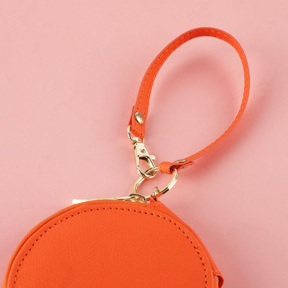 PU Leather PU Leather Coin Purse Zipper Korean Style Round Wallet Small Storage Bag Bag Pendant Keychain Small Storage Bag