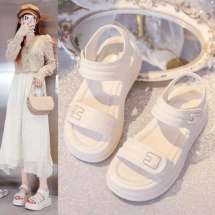 Sandalen mit weicher Sohle Sommer Feenrock Neue Plateau-Klettverschluss-Strandschuhe