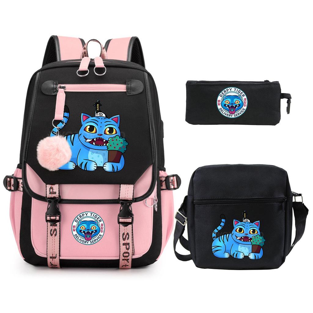 Witch Hunters Cartoon Peripheral Printing Children's Backpack Cross-border New Student School Bag Three-piece Shoulder Bag Pencil Bag