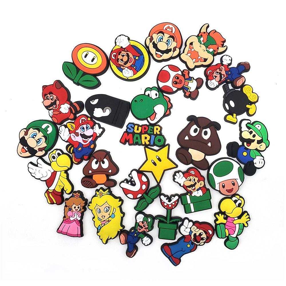 27PCS Mario Croc Charms, PVC Soft Rubber Shoe Charms, DIY Shoe Decorations, Garden Shoes Accessories, Game Theme Shoe Decoration
