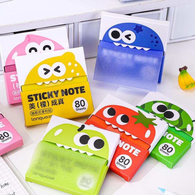1/6pcs Fruit Funny Sticky Notes 80 Sheets/Pad Self-Adhesive Cartoon Memo Pads Pastel Post Memo Notes Office Stationery A7914
