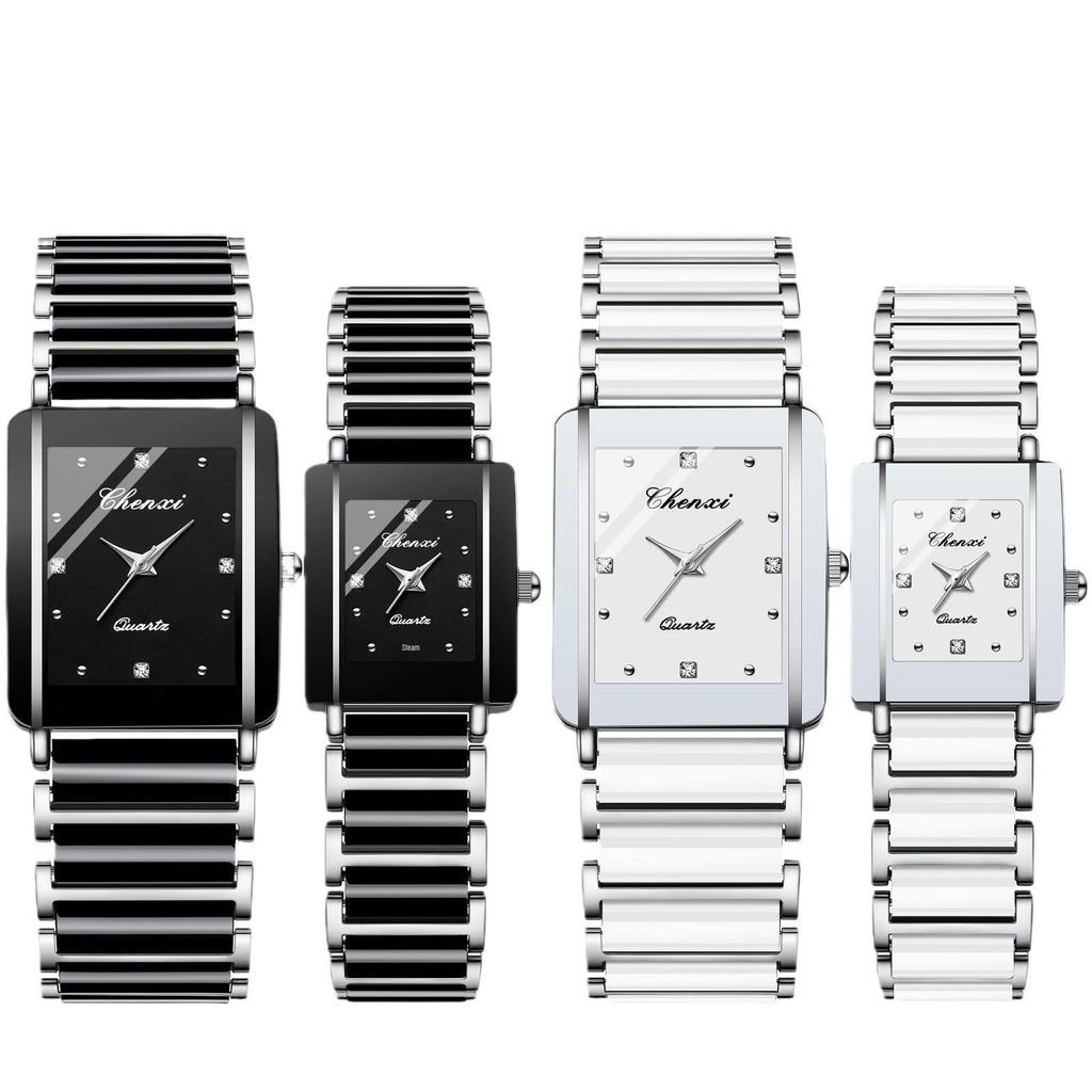 CHENXI Morning Light Ceramic Couple's Quartz Watch - Fashionable Square Design