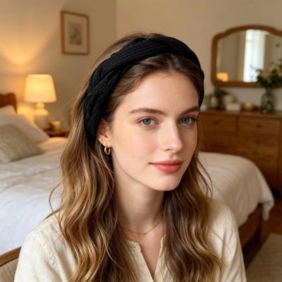 Hair Hoop Thickened Sponge Filling Twist Braided Headband Soft Corduroy Knitted