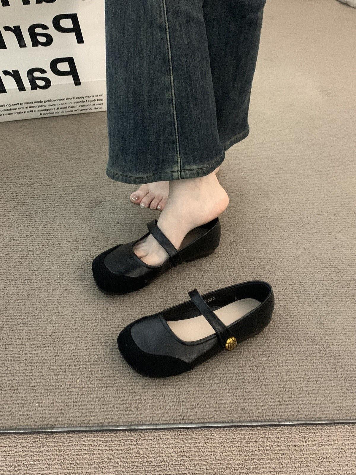 

Французские коричневые туфли на плоской подошве, уродливо-милые, для ношения с юбкой, одинарные туфли, женская обувь 2025 весна и осень, с круглым носком, вечерние Мэри Джейн, туфли для бабушки 40