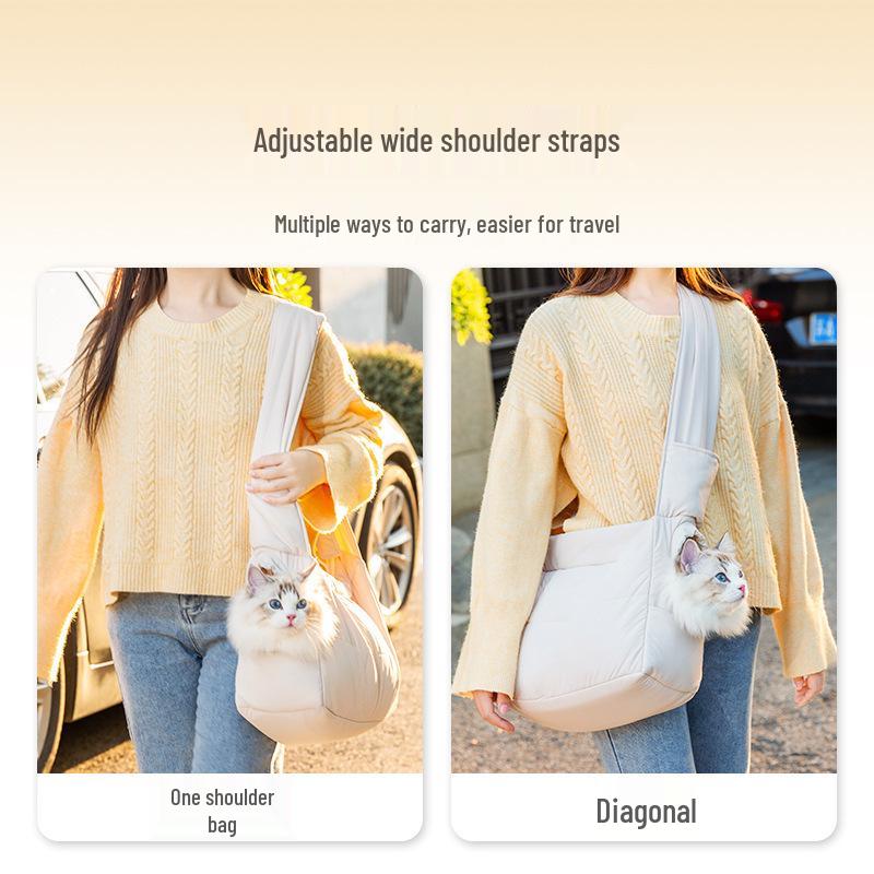 Portable Quilted Pet Carrier - Warm, Large Capacity Crossbody Bag for Cats & Dogs
