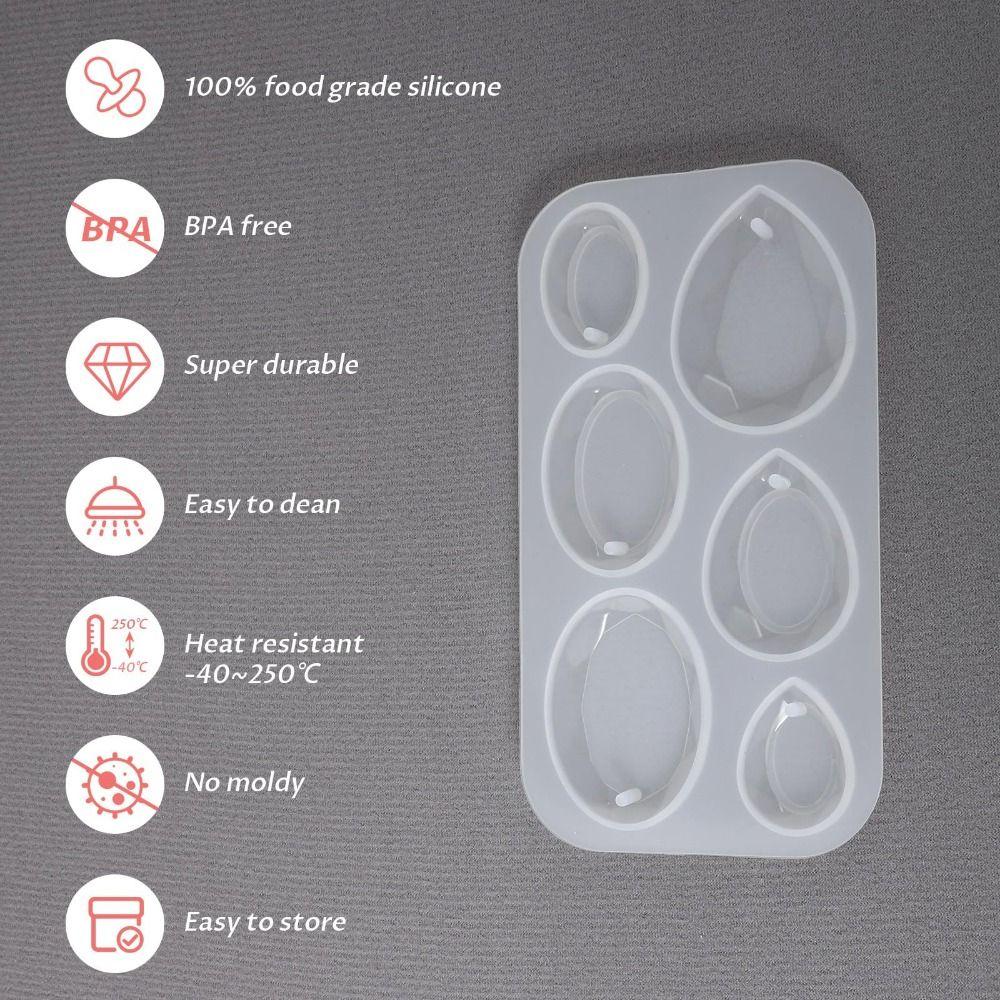 Waterdrop Oval Shape Silicone Pendant Mold 6 Cavities Epoxy Resin Mold  Jewelry Making